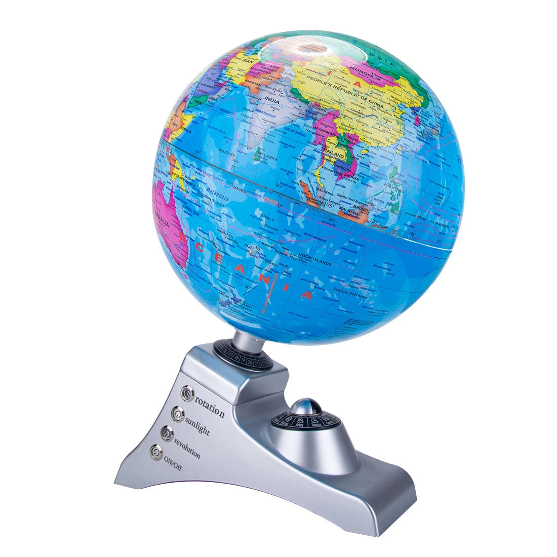 TECHING Rotating World Globe For Kids With Stand, Colorful Easy-Read High Clear Map, Light Up Globe Lamp Educational Desktop Display STEM Toy
