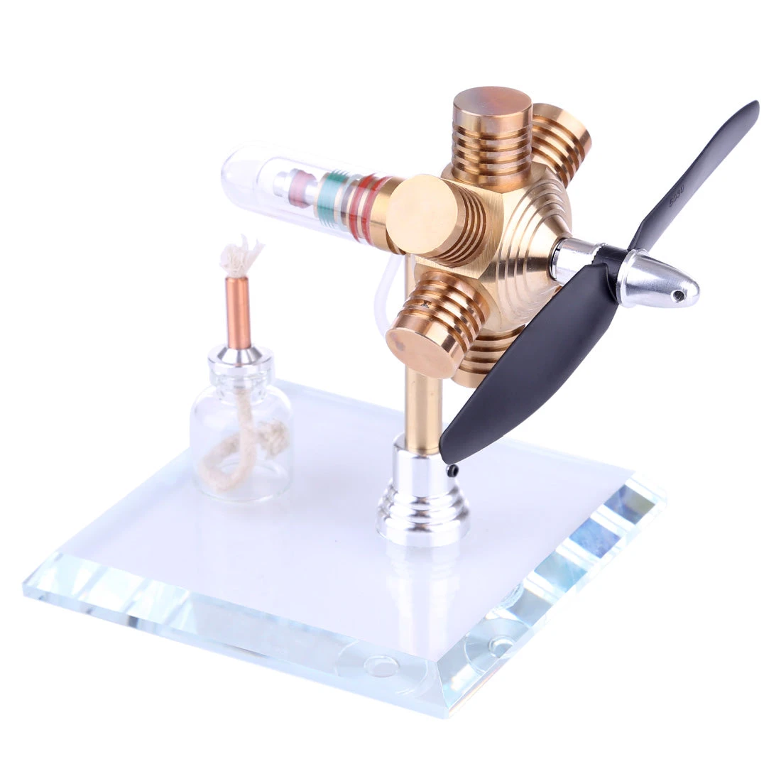 Stirling Engine Kit Hexagonal Shape Free-piston Stirling Engine Model With Propeller