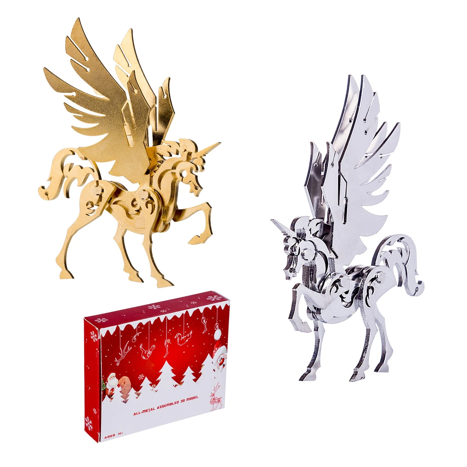 3D Puzzle Model Kit Mechanical Golden Unicorn & Silver Unicorn Metal Games DIY Assembly Jigsaw Crafts Creative Gift
