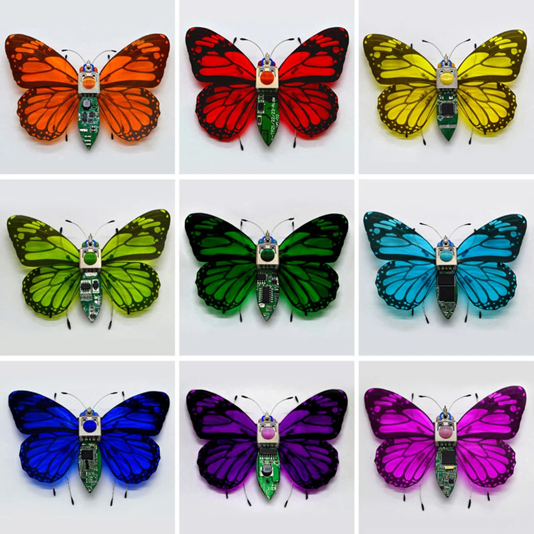 DIY Handmade Electronic 4 Insect Kits Electronic Badge Material Kit LED Lights - Dragonfly + Butterfly + Cicada + Hu Feng - Image 13