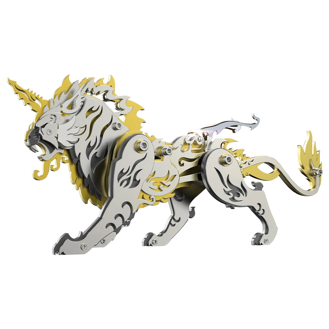 3D Puzzle DIY Model Kit Jigsaw Metal Tiger Model Ancient Chinese Beasts Mechanical Assembly Crafts-Black Golden - Image 5
