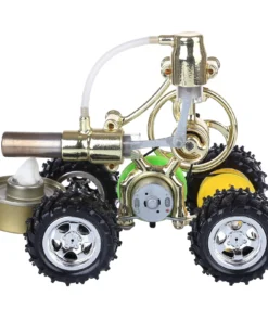 Hot Air Single Cylinder Stirling Engine Thermal Power Hybrid Car Model With LED Light
