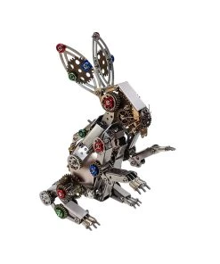 3D Metal Steampunk Puzzle Mechanical Easter Bunny Rabbit Model DIY Assembly Animal Jigsaw Puzzle Kit With Egg-500PCS+