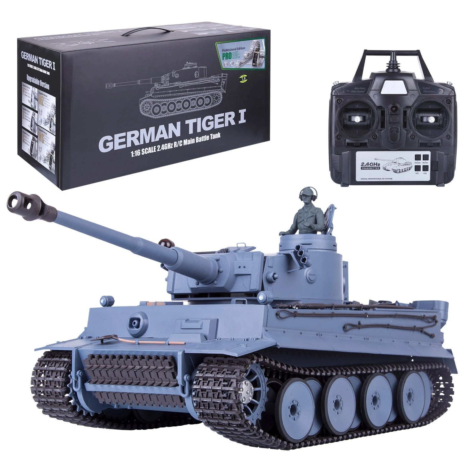1:16 2.4G Metal German Tiger I RC Tank Infrared Battle Heavy Tank Model With Simulation Light Smoke FPV Dashcam
