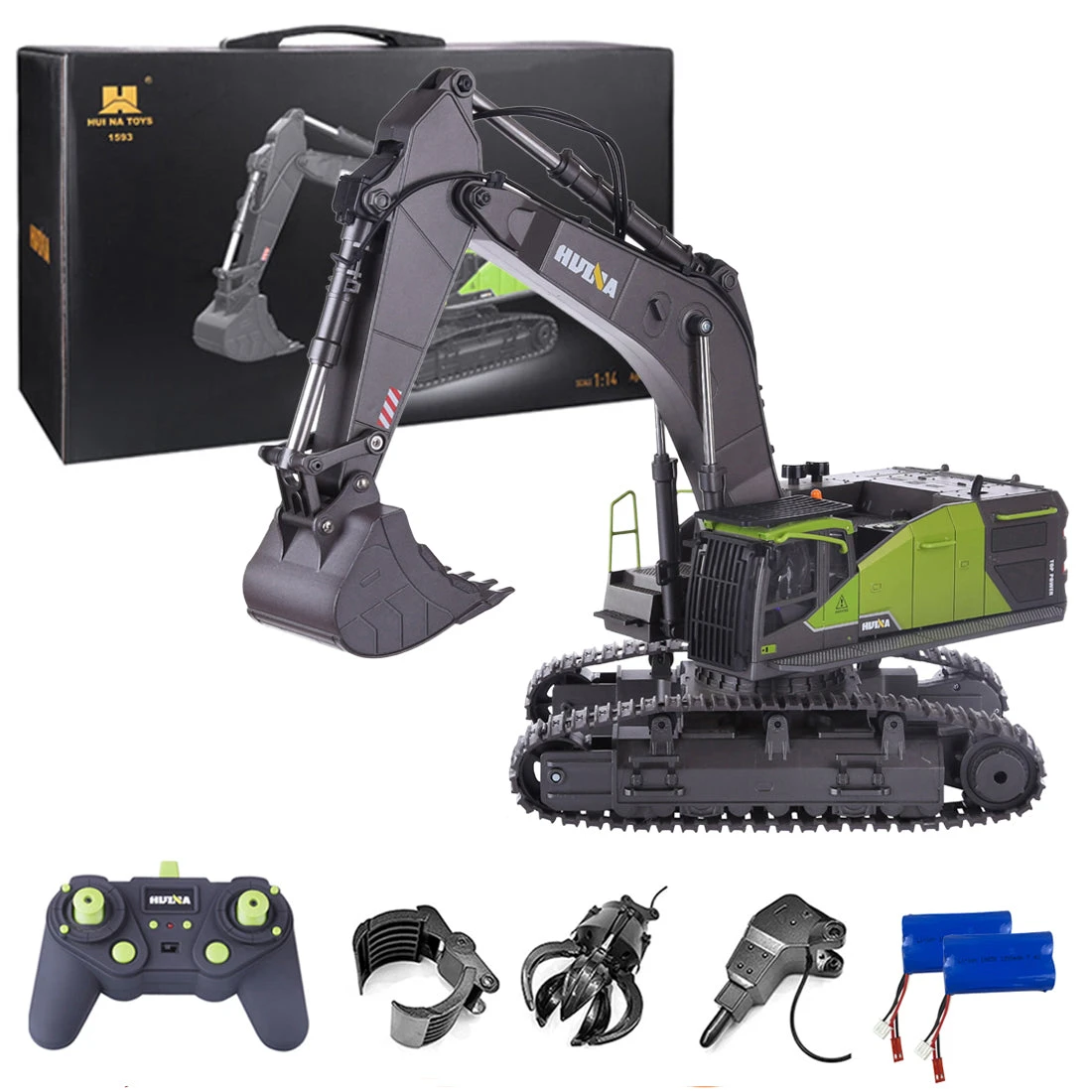 HUINA 1593 1:14 RC Excavator Remote Control Truck 22CH 2.4G Engineering Model Toy - Image 2