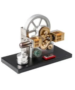 ENJOMOR Hot Air Stirling Engine Generator Model With LED Light And Voltmeter - Horizontally Opposed Diamond Structure Gear Drive