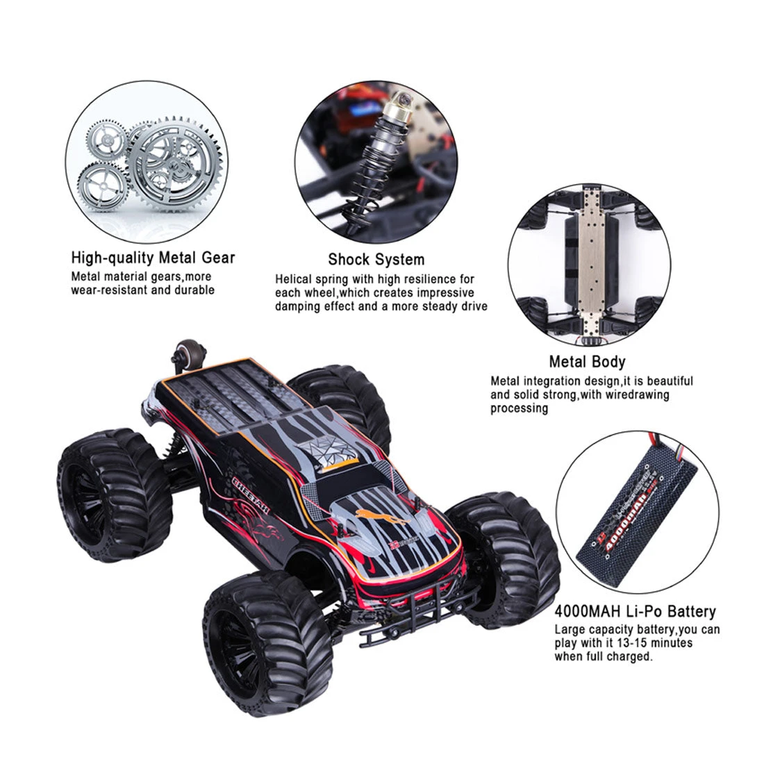 JLB Racing 11101 1:10 4WD 2.4G 80A RC Car Splashproof Flip Brushless Monster Remote Control Truck- RTR - Image 3