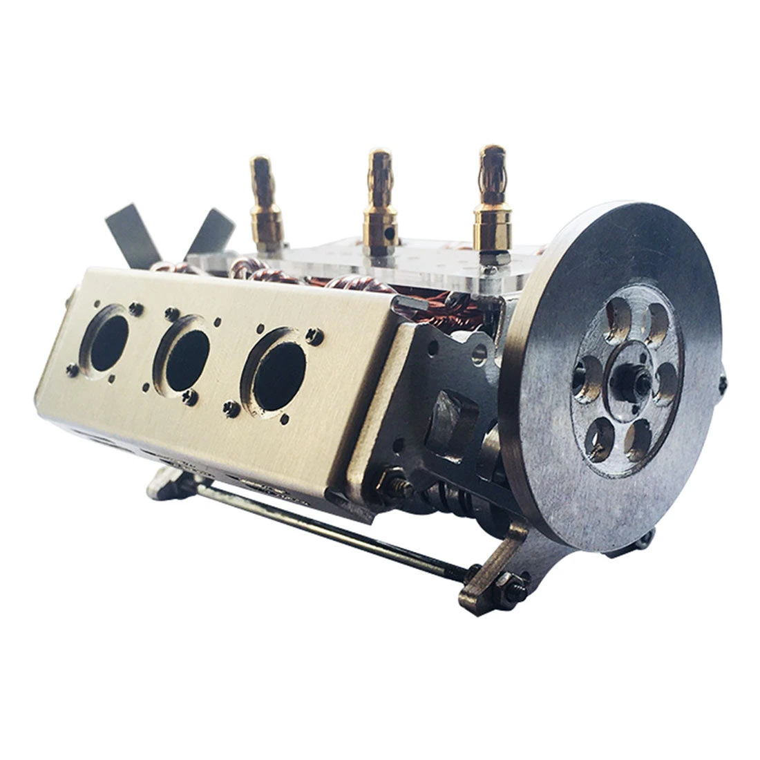 V6 Electromagnetic Motor Engine Model With Hexagon Fans For 1/10 Model Car Science Experiment Teaching Project - Image 3
